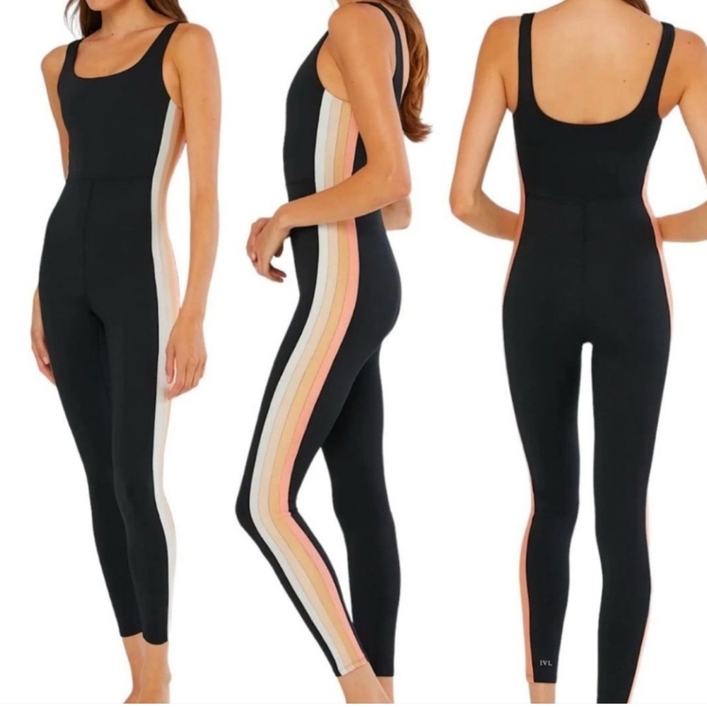 IVL Black Jumpsuit with Striped Sides